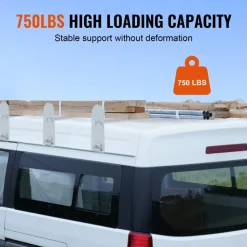 VEVOR Van Roof Ladder Rack, 3 Bars Alloy Steel Roof Racks, 750 LBS Capacity Rain-Gutter Roof Rack, Adjustable Length 40.2