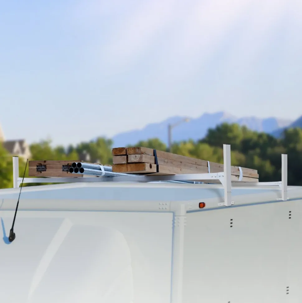 VEVOR Van Roof Ladder Rack, 2 Bars Aluminum Alloy Roof Ladder Racks, 400 LBS Capacity Rain-Gutter Van Roof Rack, Adjustable Length 51.2" to 81.1", Van Ladder Rack for Van, Cargo, Trailer