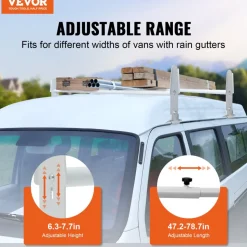VEVOR Van Roof Ladder Rack, 2 Bar Alloy Steel Ladder Racks, Adjustable from 47.2