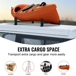 VEVOR Van Roof Ladder Rack, 2 Bars Alloy Steel Roof Racks, 500 LBS Capacity Roof Rack, Adjustable Length 35.8