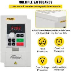 VEVOR Variable Frequency Drive, AC 220V Input 3KW Variable Frequency CNC Drive Inverter Converter, VFD 4HP 1 or 3 Phase Input, 3 Phase Output, CNC Motor Inverter Converter for Motor Speed Control