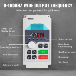 VEVOR Variable Frequency Drive, AC 220V Input 4KW Variable Frequency CNC Drive Inverter Converter, VFD 5.5HP 1 or 3 Phase Input, 3 Phase Output, CNC Motor Inverter Converter for Motor Speed Control