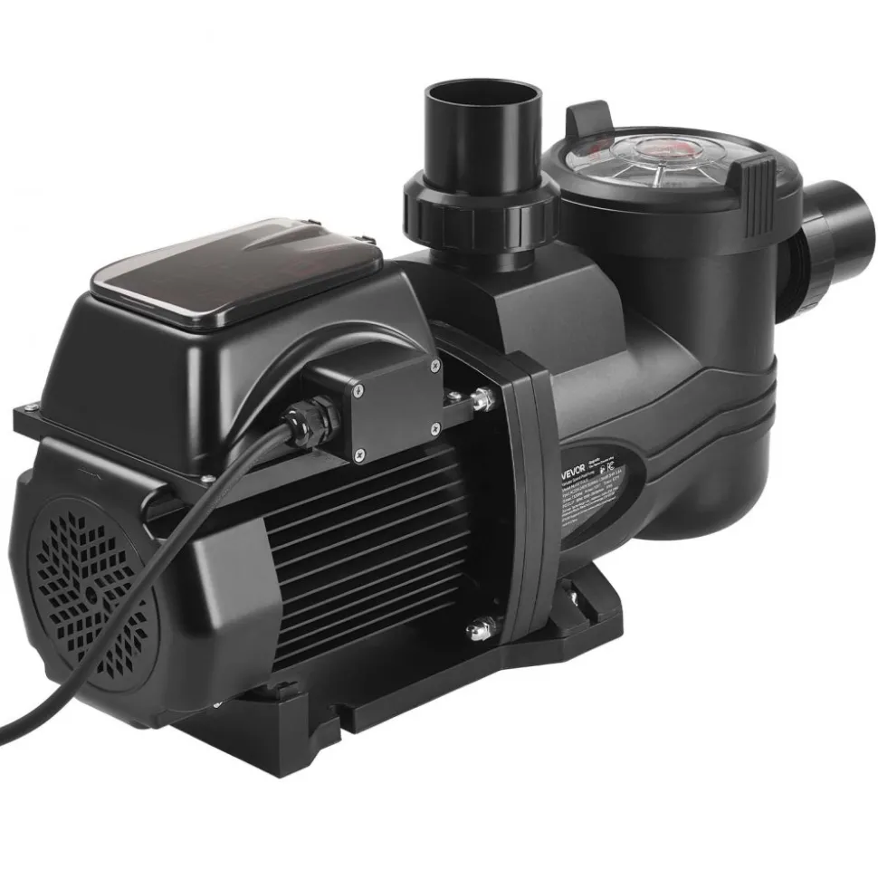 VEVOR Variable Speed Pool Pump, 1.5 HP, AC 220-240V, 132 GPM, In/Above Swimming Pool Pump with Filter Basket, Powerful Self Priming, Programmable Timer, for Inground and Above Ground Swimming Pool