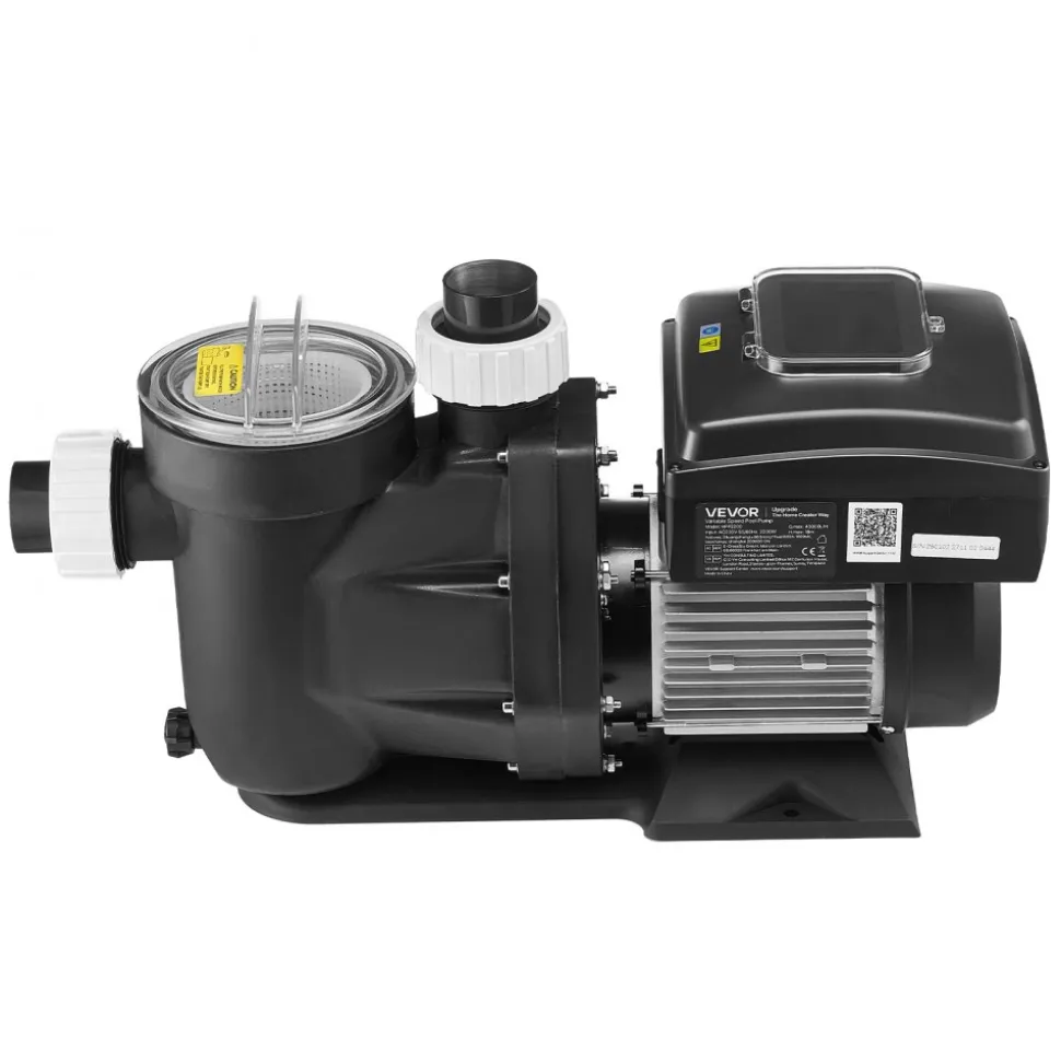VEVOR Variable Speed Pool Pump, 1.5 HP, AC 220-240V, 115 GPM, In/Above Swimming Pool Pump with Filter Basket, Powerful Self Priming, Programmable Timer, for Inground and Above Ground Swimming Pool