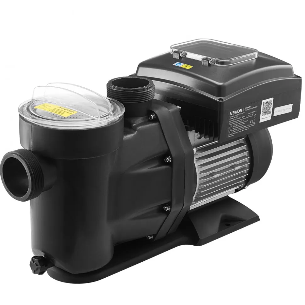 VEVOR Variable Speed Pool Pump, 1.5 HP, AC 220-240V, 115 GPM, In/Above Swimming Pool Pump with Filter Basket, Powerful Self Priming, Programmable Timer, for Inground and Above Ground Swimming Pool