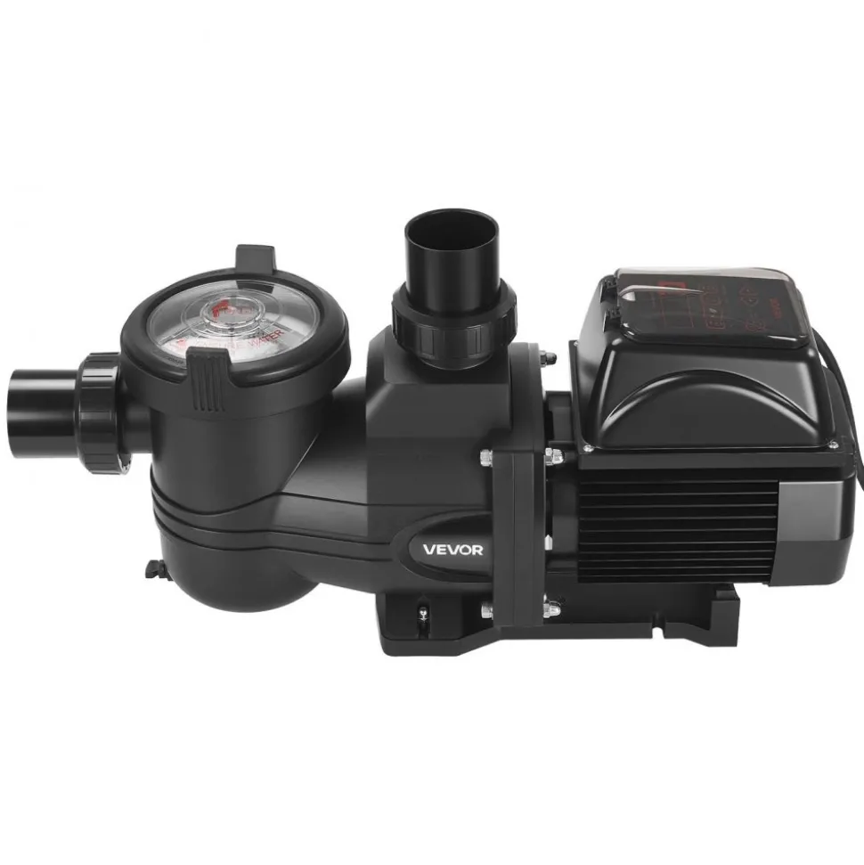 VEVOR Variable Speed Pool Pump, 2 HP, AC 220-240V, 145 GPM, In/Above Swimming Pool Pump with Filter Basket, Powerful Self Priming, Programmable Timer, for Inground and Above Ground Swimming Pool