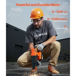 VEVOR 20V Brushless Cordless Hammer Drill, Lithium-Ion 1.1 Inch Rotary Hammer Driver, SDS-Plus Electric Lightweight Power Tool Kit with Battery and Charger, 4 Functions, 1200 RPM, 5300 BPM