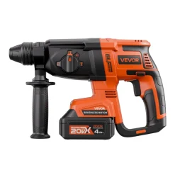 VEVOR 20V Brushless Cordless Hammer Drill, Lithium-Ion 1 Inch Rotary Hammer Driver, SDS-Plus Electric Lightweight Power Tool Kit with Battery and Charger, 4 Functions, 1200 RPM, 5300 BPM