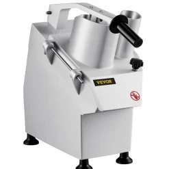 VEVOR 110V Commercial Food Processor 2 Feeding Holes, 550W Electric Vegetable Slicer 1600 RPM, Stainless Steel Vegetable Processor Detachable 6-blades, 3mm/4mm/7mm Shred, 2mm/4mm Slice