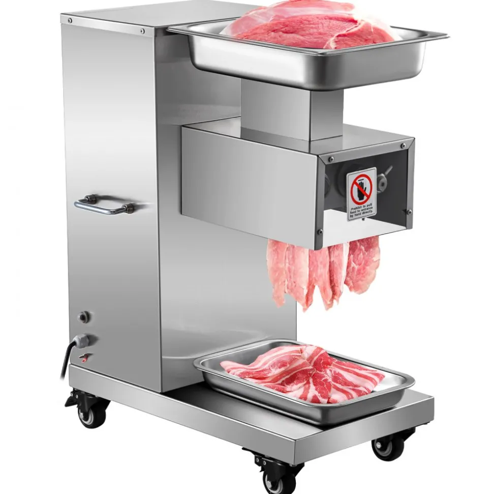 VEVOR 110V Commercial Meat Cutter Machine 1100LB/H Electric Meat Cutting Machine 750W Commercial Meat Slicer 3mm Blade Restaurant Food Slicer Stainless Steel For Kitchen Restaurant Supermarket