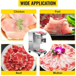 VEVOR 110V Commercial Meat Cutter Machine 1100LB/H Electric Meat Cutting Machine 750W Commercial Meat Slicer 3mm Blade Restaurant Food Slicer Stainless Steel For Kitchen Restaurant Supermarket