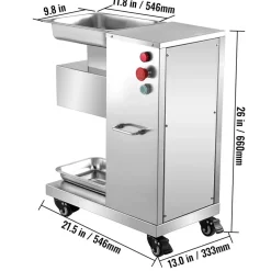 VEVOR 110V Commercial Meat Cutter Machine 1100LB/H Electric Meat Cutting Machine 750W Commercial Meat Slicer 3mm Blade Restaurant Food Slicer Stainless Steel For Kitchen Restaurant Supermarket