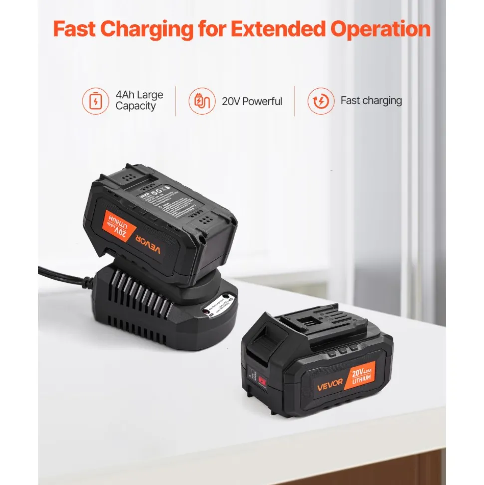 VEVOR 20V Cordless Hammer Drill, Lithium-Ion 0.6 Inch Rotary Hammer Driver, SDS-Plus Electric Lightweight Power Tool Kit with Battery and Charger, 2 Functions, 1000 RPM, 5100 BPM