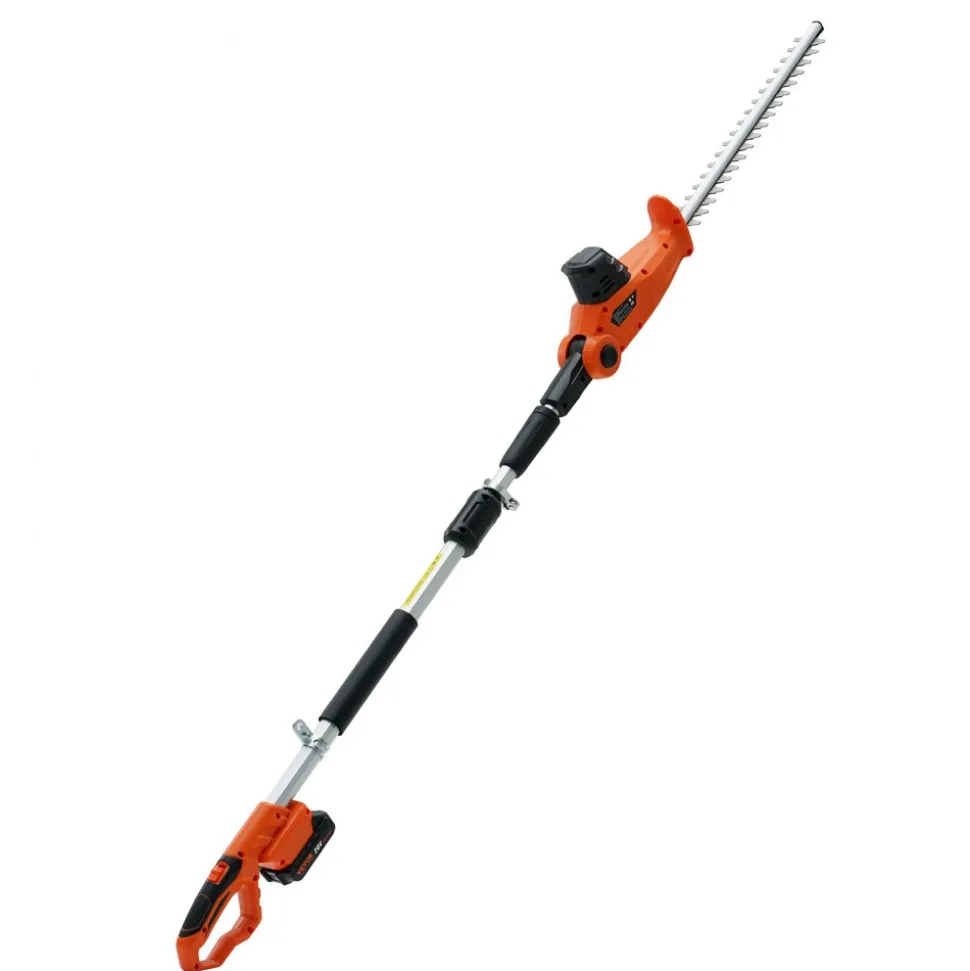 VEVOR 20V Cordless Hedge Trimmer, 18 inch Double-edged Steel Blade, Pole Hedge Trimmer Kit 20V Battery, Fast Charger Included, 74"-94" Telescoping Design for High Branches