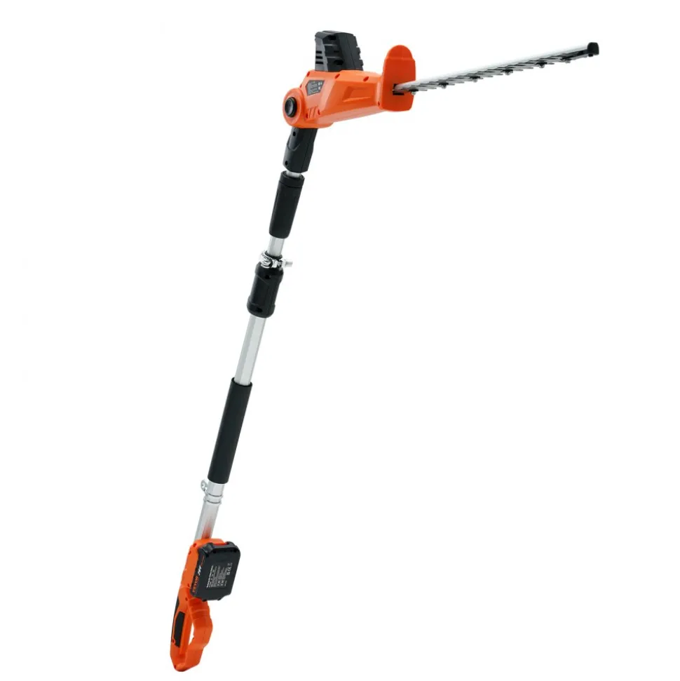 VEVOR 20V Cordless Hedge Trimmer, 18 inch Double-edged Steel Blade, Pole Hedge Trimmer Kit 20V Battery, Fast Charger Included, 74"-94" Telescoping Design for High Branches