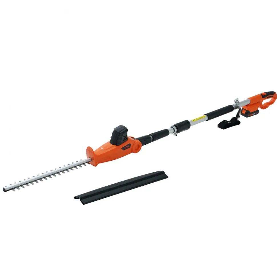 VEVOR 20V Cordless Hedge Trimmer, 18 inch Double-edged Steel Blade, Pole Hedge Trimmer Kit 20V Battery, Fast Charger Included, 74"-94" Telescoping Design for High Branches