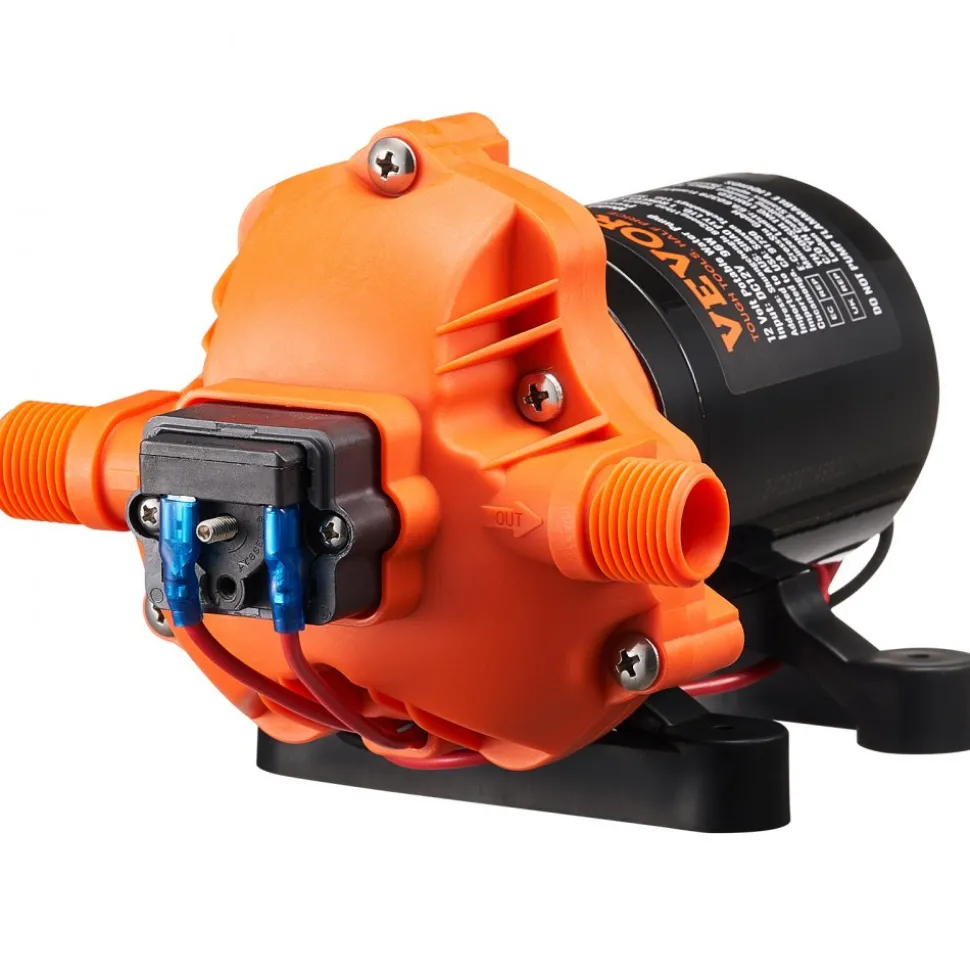 VEVOR 12V Diaphragm Pump, 3 GPM (11.36 L/min), 3-Chamber 12 Volt DC Water Pump with Automatic Pressure Switch 40-100 PSI Adjustable, 50 PSI, 1/2'' MNPT Port, for RV Yacht Food Truck Camper Marine