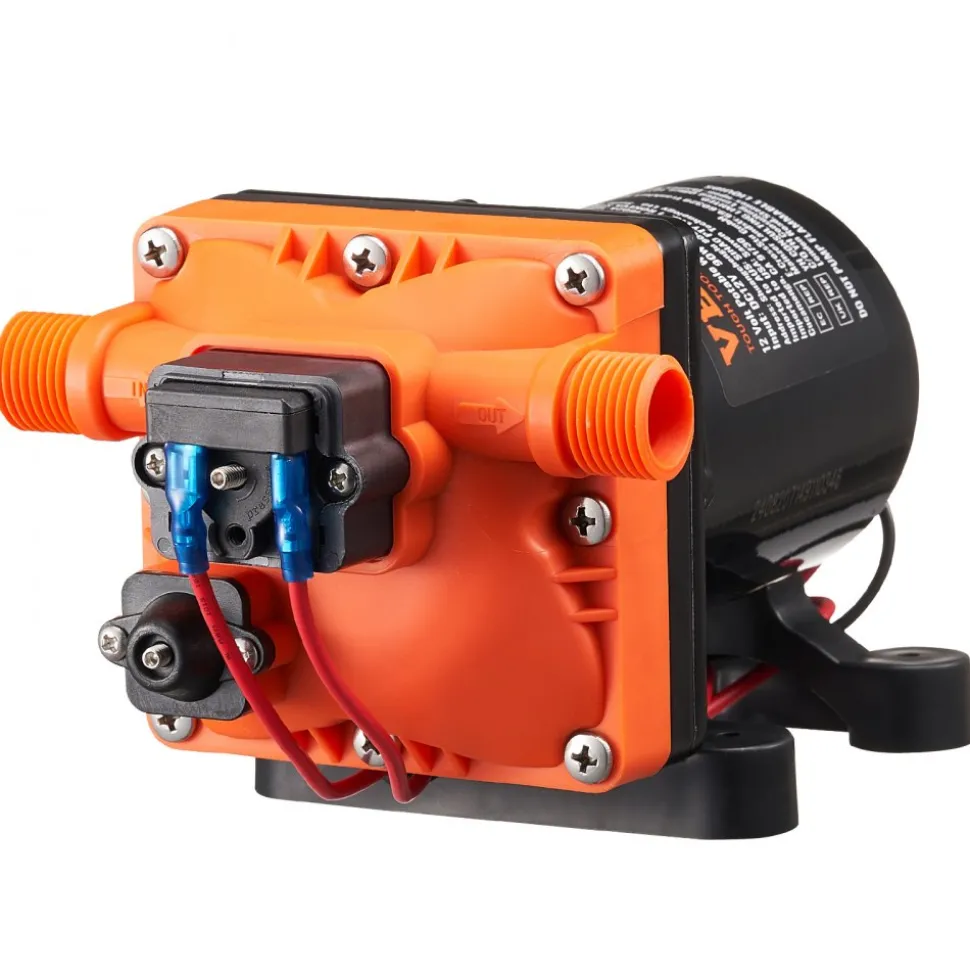 VEVOR 12V Diaphragm Pump, 3 GPM (11.36 L/min), 4-Chamber 12 Volt DC Water Pump with Automatic Pressure Switch 40-100 PSI Adjustable, 55 PSI, 1/2'' MNPT Port, for RV Yacht Food Truck Camper Marine