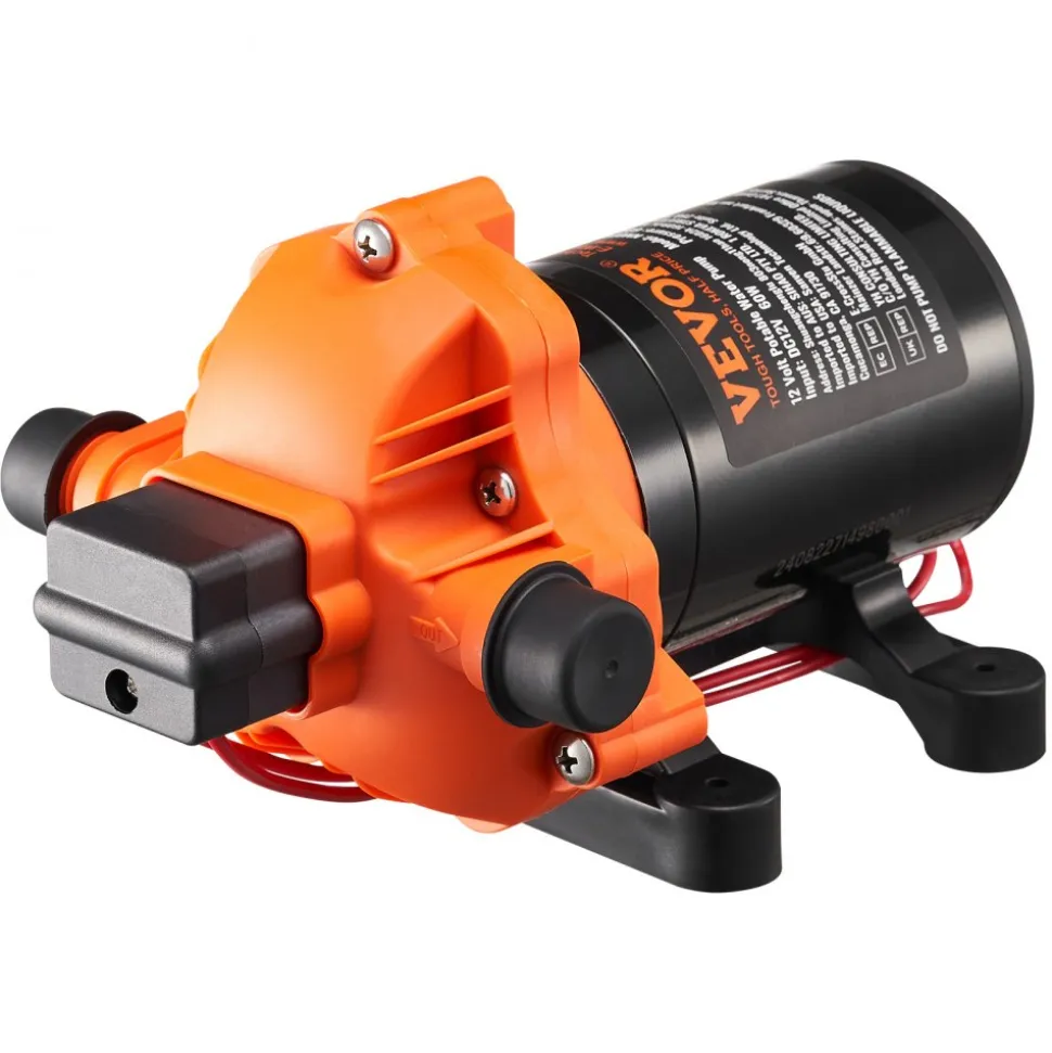 VEVOR 12V Diaphragm Pump, 1.8 GPM (6.81 L/min), 3-Chamber 12 Volt DC Water Pump with Automatic Pressure Switch 40-100 PSI Adjustable, 60 PSI, 1/2'' MNPT Port, for RV Yacht Food Truck Camper Marine