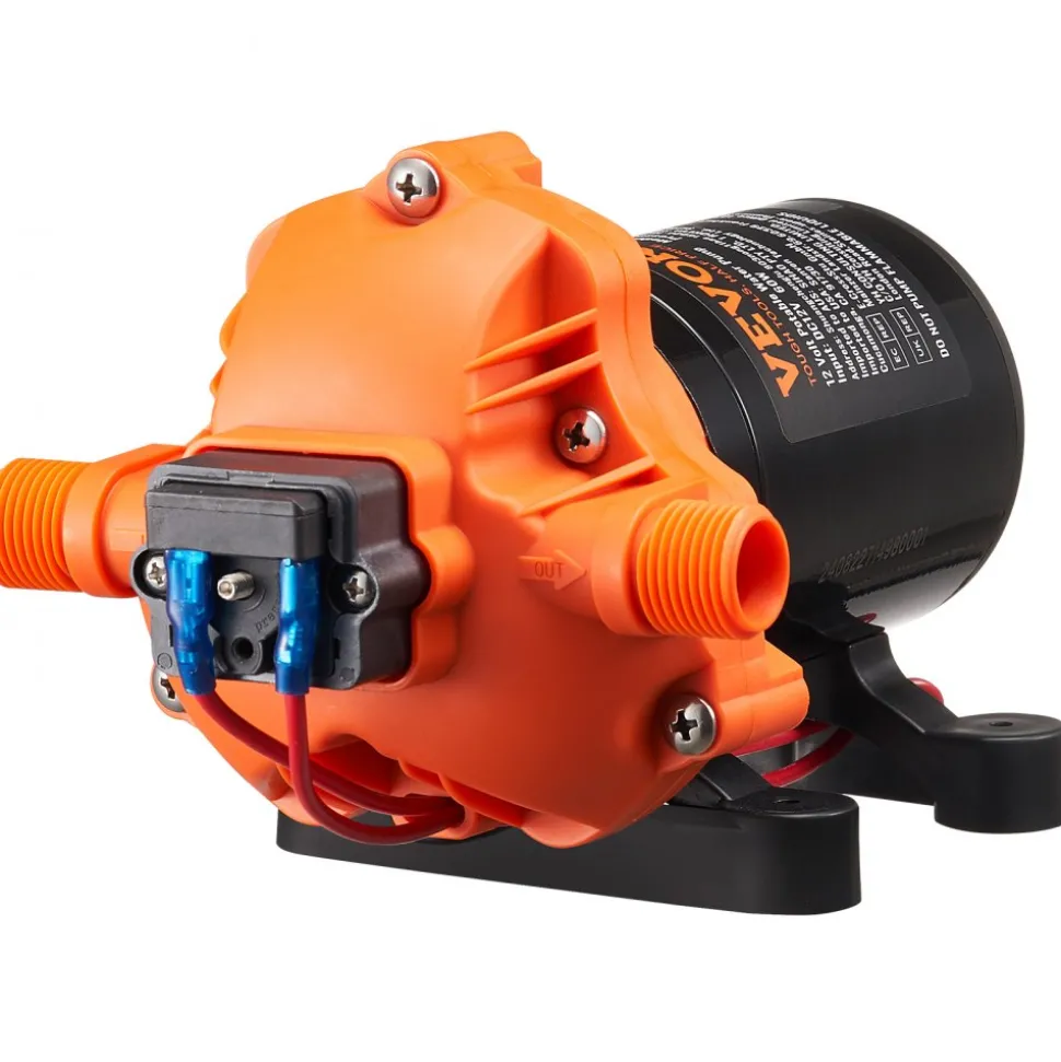 VEVOR 12V Diaphragm Pump, 1.8 GPM (6.81 L/min), 3-Chamber 12 Volt DC Water Pump with Automatic Pressure Switch 40-100 PSI Adjustable, 60 PSI, 1/2'' MNPT Port, for RV Yacht Food Truck Camper Marine