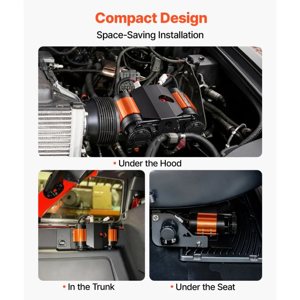 VEVOR 12V Dual-Cylinder Air Compressor 1HP 4.73 SCFM Portable Tire Inflator, Max 150PSI Heavy Duty Offroad Air Pump with Differential Lock Harness for Pickup Trucks SUVs Off-Road Vehicles