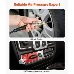 VEVOR 12V Dual-Cylinder Air Compressor 1HP 4.73 SCFM Portable Tire Inflator, Max 150PSI Heavy Duty Offroad Air Pump with Differential Lock Harness for Pickup Trucks SUVs Off-Road Vehicles