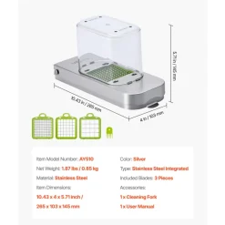 VEVOR Vegetable Chopper, Food Veggie Cutter with 3 Stainless Steel Blades, Onion Slicer with Container, Salad Potato Dicer Kitchen Gadgets & Essentials Home Appliances Tools for Easy DIY, Silver