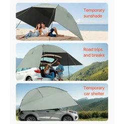 VEVOR Vehicle Awning, Large 10' x 7' Shade Coverage Car Side Awning, PU2000mm UV50+ Car Awning with Extended Side Canopies and Portable Storage Bag, Suitable for Truck, SUV, Van, Campers