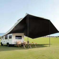VEVOR Vehicle Awning, Large 10' x 7' Shade Coverage Car Side Awning, PU2000mm UV50+ Car Awning with Extended Side Canopies and Portable Storage Bag, Suitable for Truck, SUV, Van, Campers