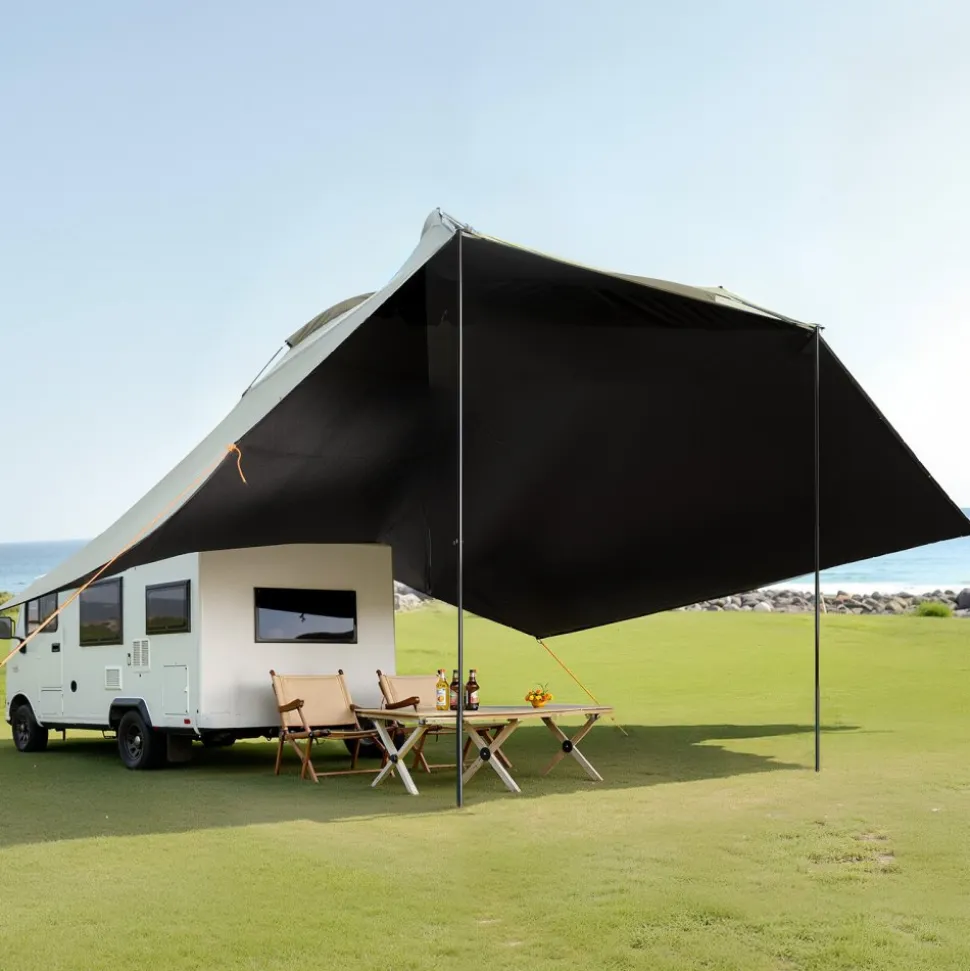 VEVOR Vehicle Awning, Large 10' x 7' Shade Coverage Car Side Awning, PU2000mm UV50+ Car Awning with Extended Side Canopies and Portable Storage Bag, Suitable for Truck, SUV, Van, Campers