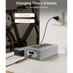 VEVOR 36V Electric Scooter Battery, 16Ah, Ebike Lithium Battery Pack with 30A BMS, Charger, T-Plug Expansion Cable, 500+ Cycles, Compatible with 2880W Motors, for Electric Bikes Bicycles, Scooters