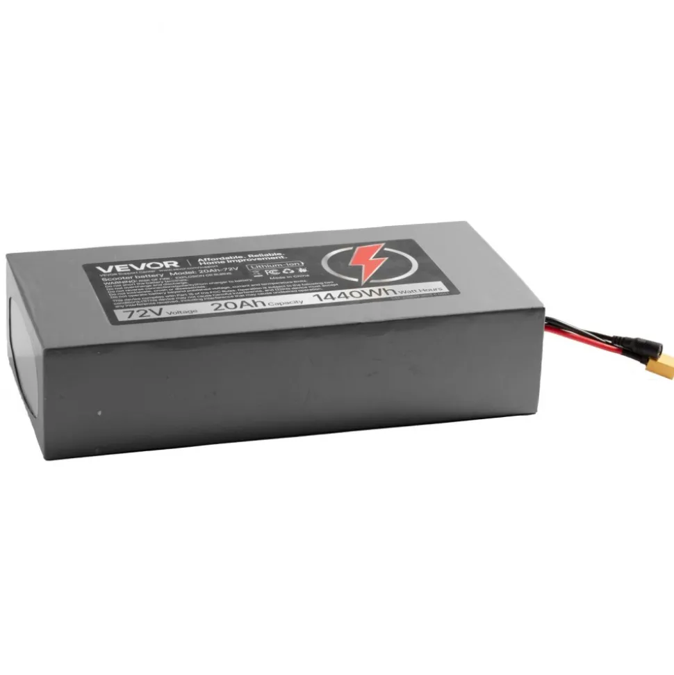 VEVOR 72V Electric Scooter Battery, 20Ah, Ebike Lithium Battery Pack with 50A BMS, Charger, T-Plug Expansion Cable, 500+ Cycles, Compatible with 7200W Motors, for Electric Bikes Bicycles, Scooters