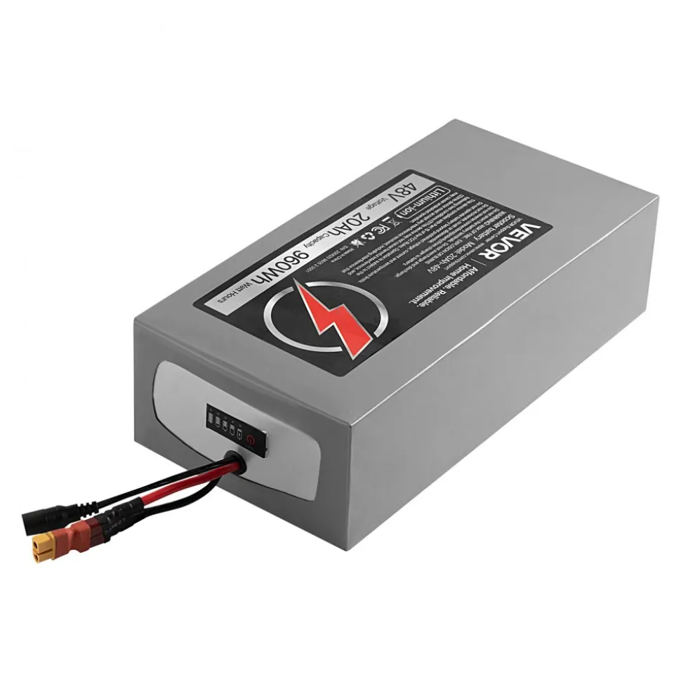 VEVOR 48V Electric Scooter Battery, 20Ah, Ebike Lithium Battery Pack with 30A BMS, Charger, T-Plug Expansion Cable, 500+ Cycles, Compatible with 4800W Motors, for Electric Bikes Bicycles, Scooters