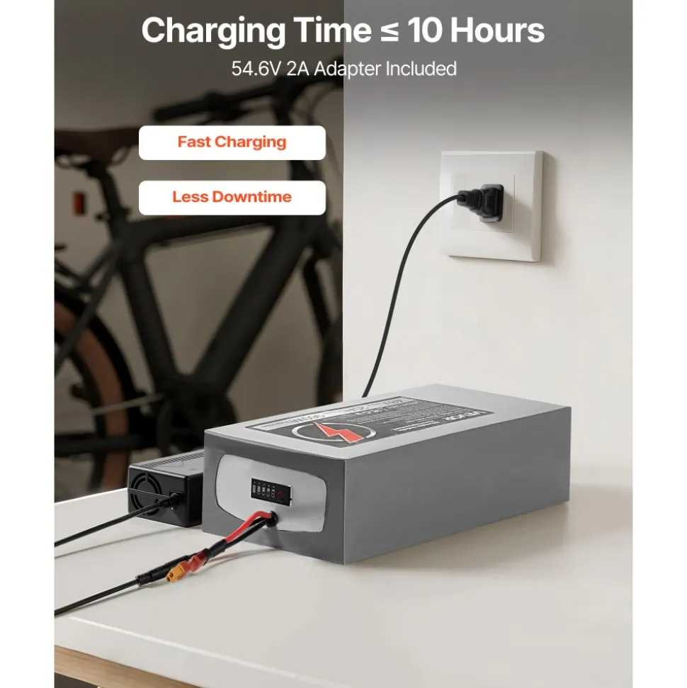 VEVOR 48V Electric Scooter Battery, 20Ah, Ebike Lithium Battery Pack with 30A BMS, Charger, T-Plug Expansion Cable, 500+ Cycles, Compatible with 4800W Motors, for Electric Bikes Bicycles, Scooters