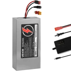 VEVOR 48V Electric Scooter Battery, 20Ah, Ebike Lithium Battery Pack with 30A BMS, Charger, T-Plug Expansion Cable, 500+ Cycles, Compatible with 4800W Motors, for Electric Bikes Bicycles, Scooters