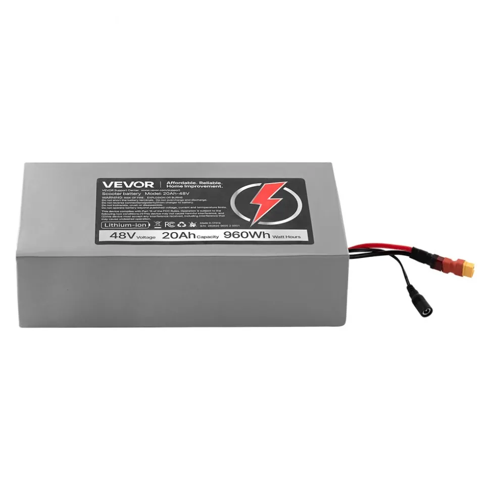 VEVOR 48V Electric Scooter Battery, 20Ah, Ebike Lithium Battery Pack with 30A BMS, Charger, T-Plug Expansion Cable, 500+ Cycles, Compatible with 4800W Motors, for Electric Bikes Bicycles, Scooters
