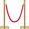 VEVOR Velvet Ropes and Posts, 5 ft/1.5 m Red Rope, Stainless Steel Gold Stanchion with Ball Top, Red Crowd Control Barrier Used for Theaters, Party, Wedding, Exhibition, Ticket Offices 2 Pack Sets