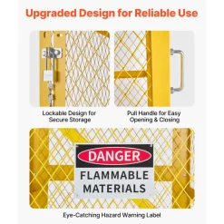 VEVOR Vertical Cylinder Storage Cabinet, 31"L x 30"W x 65"H, 9 Cylinder Capacity, Propane Storage Cage with Chain, Lock and Keys, Yellow Powder-Coated Carbon Steel, for Propane, Oxygen, Nitrogen