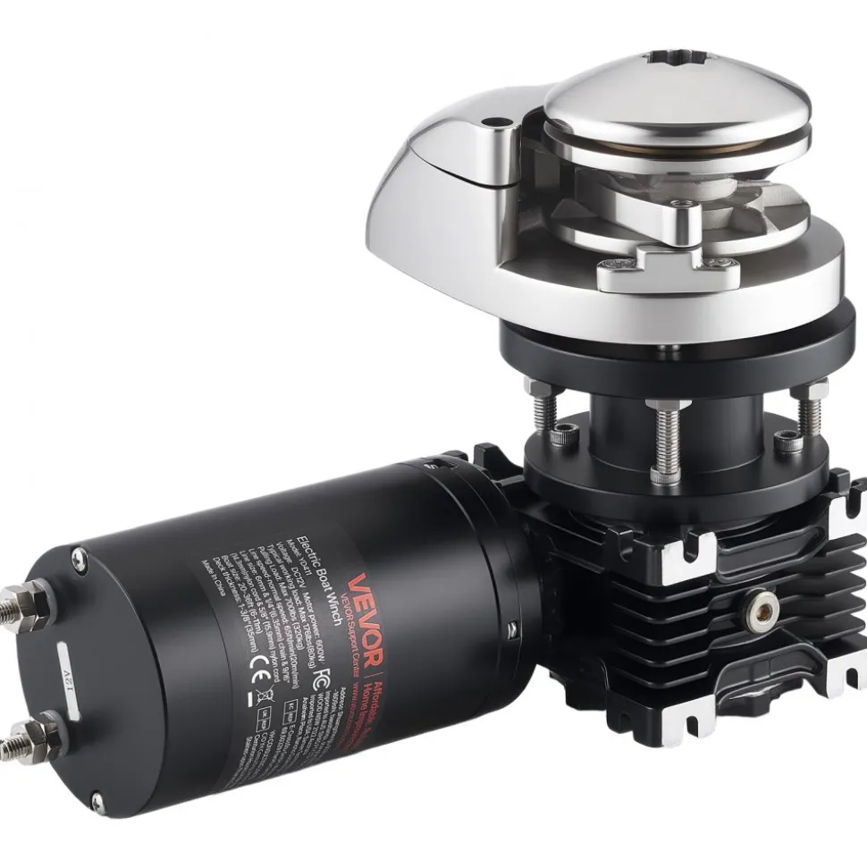 VEVOR Vertical Fishing Windlass, 12V DC 1100W, Windlass Anchor Systems Fit for 1/4-Inch Chain or 9/16 & 5/8 Inch Nylon Rope, Max Pull 700 lbs, 316 Stainless Steel Construction, for Boats 20-36 ft