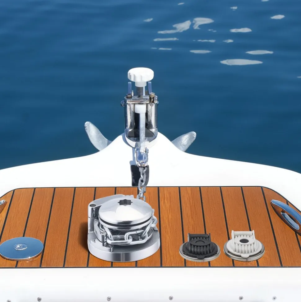 VEVOR Vertical Fishing Windlass, 12V DC 1100W, Windlass Anchor Systems Fit for 1/4-Inch Chain or 9/16 & 5/8 Inch Nylon Rope, Max Pull 700 lbs, 316 Stainless Steel Construction, for Boats 20-36 ft