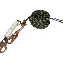 VEVOR Vertical Lifeline Assembly, 0.55'' x 50' Fall Protection Rope with 30 KN Breaking Tension, Polyester Roofing Rope with Steel Snap Hooks, Rope Grab, and Shock Absorber, ANSI Compliant
