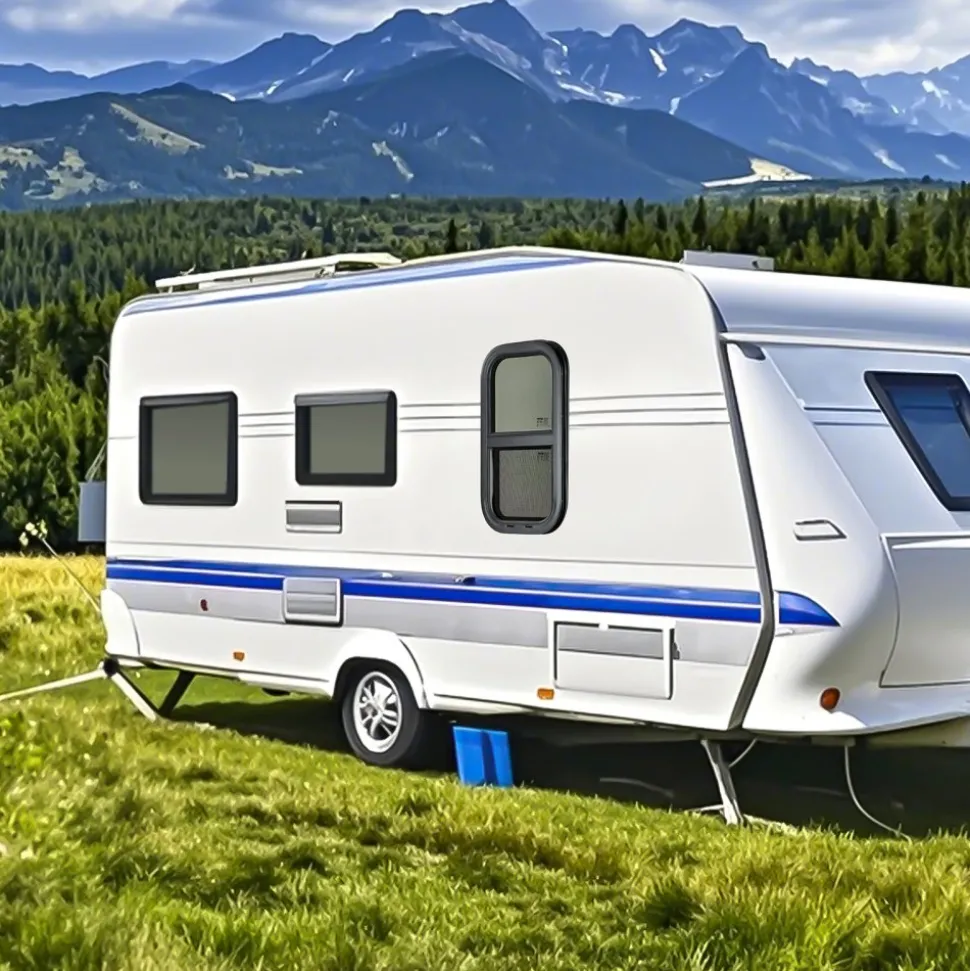 VEVOR Vertical RV Window, 12" W x 22" H Tinted Sliding RV Window with Net Screen & Trim Ring, Fit 15/16" - 1 3/4" Thickness Wall, RV Window Replacement for Teardrop Cargo Trailer Camper, DOT Approved