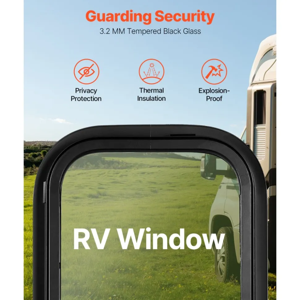 VEVOR Vertical RV Window, 12" W x 22" H Tinted Sliding RV Window with Net Screen & Trim Ring, Fit 15/16" - 1 3/4" Thickness Wall, RV Window Replacement for Teardrop Cargo Trailer Camper, DOT Approved