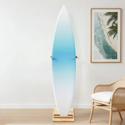 VEVOR Vertical Surfboard Stand, Wooden Surfboard Rack for Storage and Display, Adjustable & Freestanding Board Stand Organizer with Padding, for Wakeboards, Snowboards, Kiteboards, Shortboard, Skis