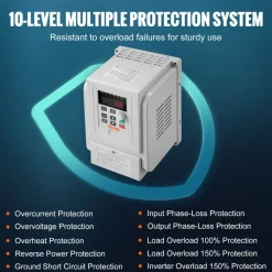 VEVOR VFD 5HP, 4KW, 18A, 1 Phase 220V-240V Input to 3 Phase 220V-240V Output Variable Frequency Drive, 0-400Hz VFD for AC Motor Speed Control