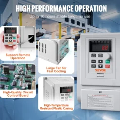 VEVOR VFD 2.2KW 10A 3HP Variable Frequency Drive for 3-Phase Motor Speed Control