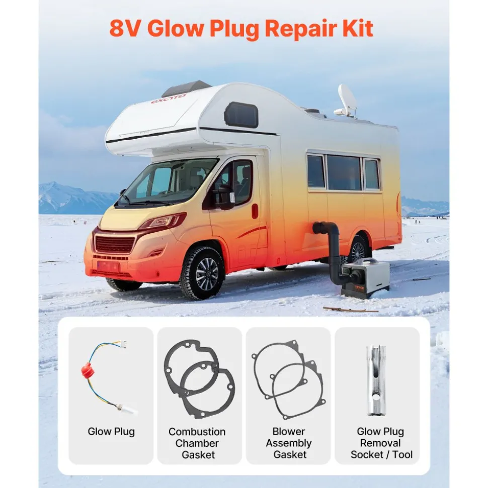 VEVOR 8V Glow Plug Repair Kit, Glow Plug Heater Repair Parking Heater Maintenance Kit with Atomization Mesh, Compatible with 5KW 8KW Diesel Air Heaters Models, Diesel Heaters Parts for Car Truck