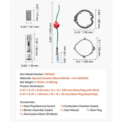 VEVOR 8V Glow Plug Repair Kit, Parking Diesel Heater Glow Ignition Plug Kit with Atomization Mesh, Compatible with 2KW 5KW 8KW Diesel Air Heater Models, Diesels Heaters Accessories for Car Truck Boat