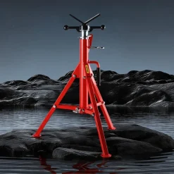 VEVOR V Head Pipe Stand 1/8-12 inch Capacity, Adjustable Height 28-52 inch, Pipe Stands 2500 lbs Load Capacity, Portable Folding Pipe Stands, Carbon Steel Body More Durable