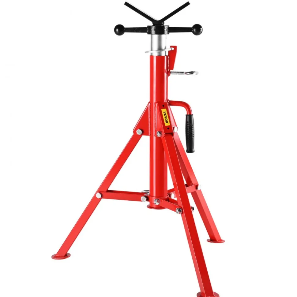 VEVOR V Head Pipe Stand 1/8-12 inch Capacity, Adjustable Height 28-52 inch, Pipe Stands 2500 lbs Load Capacity, Portable Folding Pipe Stands, Carbon Steel Body More Durable